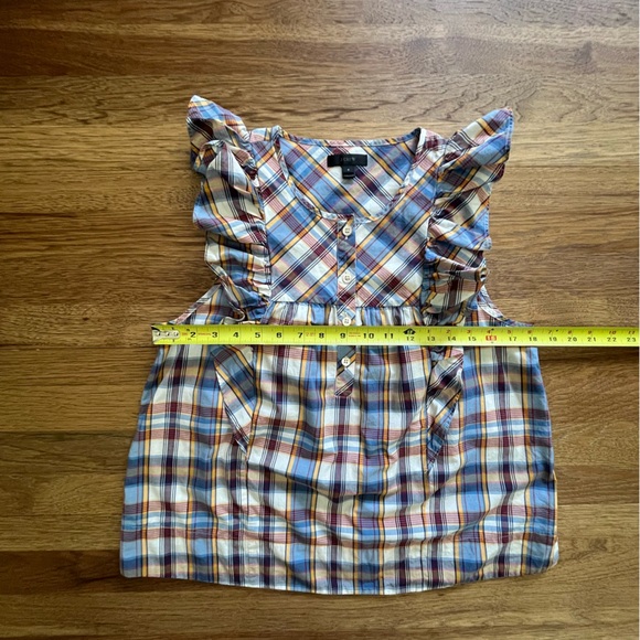 J. Crew Plaid Ruffle Tank Blouse Women’s Sz 6 Preppy Academia Fishercore Coastal - Picture 6 of 7